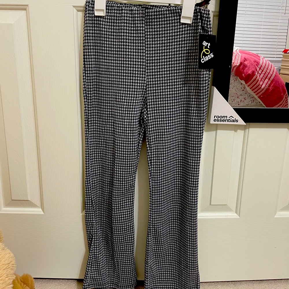 Houndstooth pattern flare pants